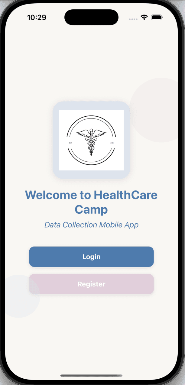 Main HealthCare Page - Login Screen