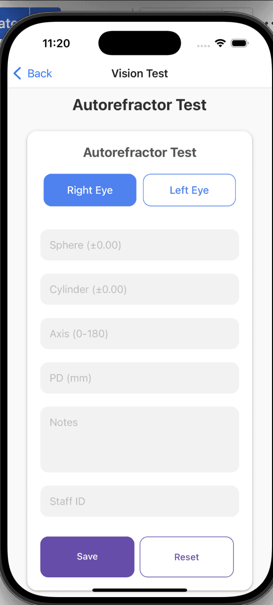 Patient Vision Test Form
