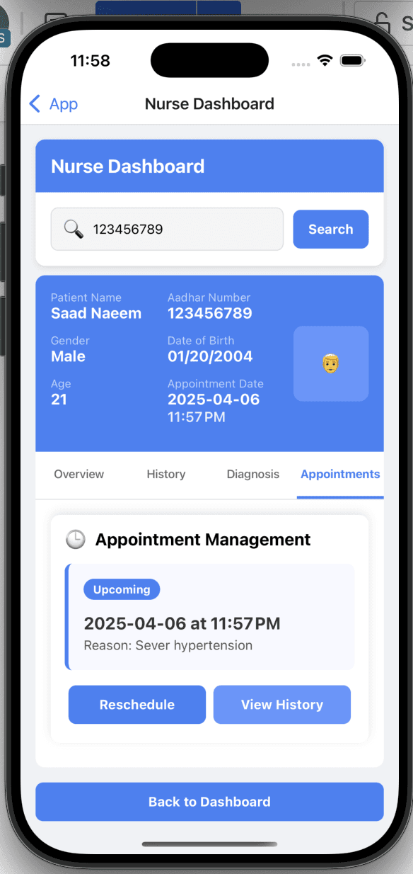 Appointments Tab with Appointment